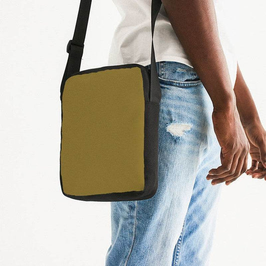 Dark Muted Yellow Messenger Pouch (Y-MU-DA) - Man Side CloseUp