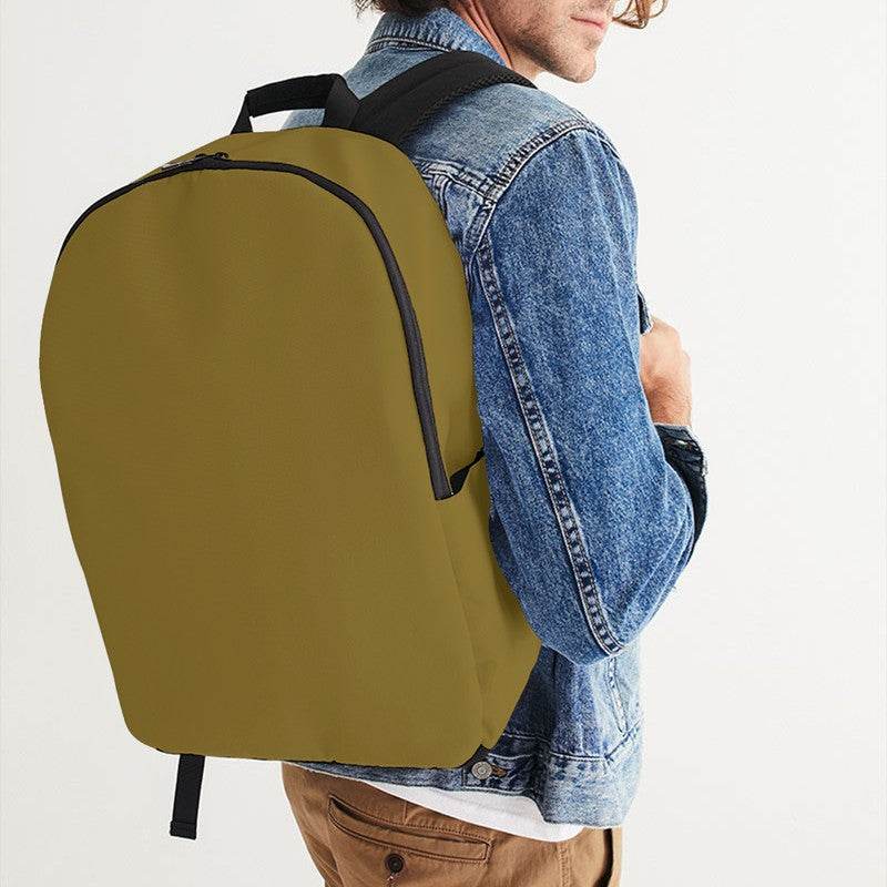 Dark Muted Yellow Waterproof Backpack (Y-MU-DA) - Man CloseUp