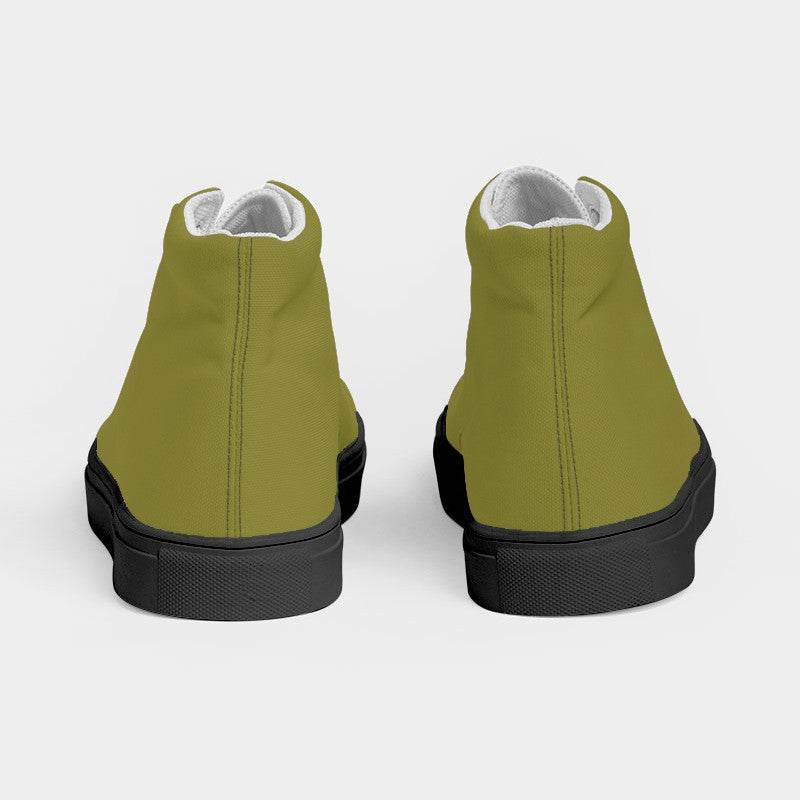 Dark Muted Yellow Women's High-Top Canvas Sneakers (LY2-MU-DA) - Back