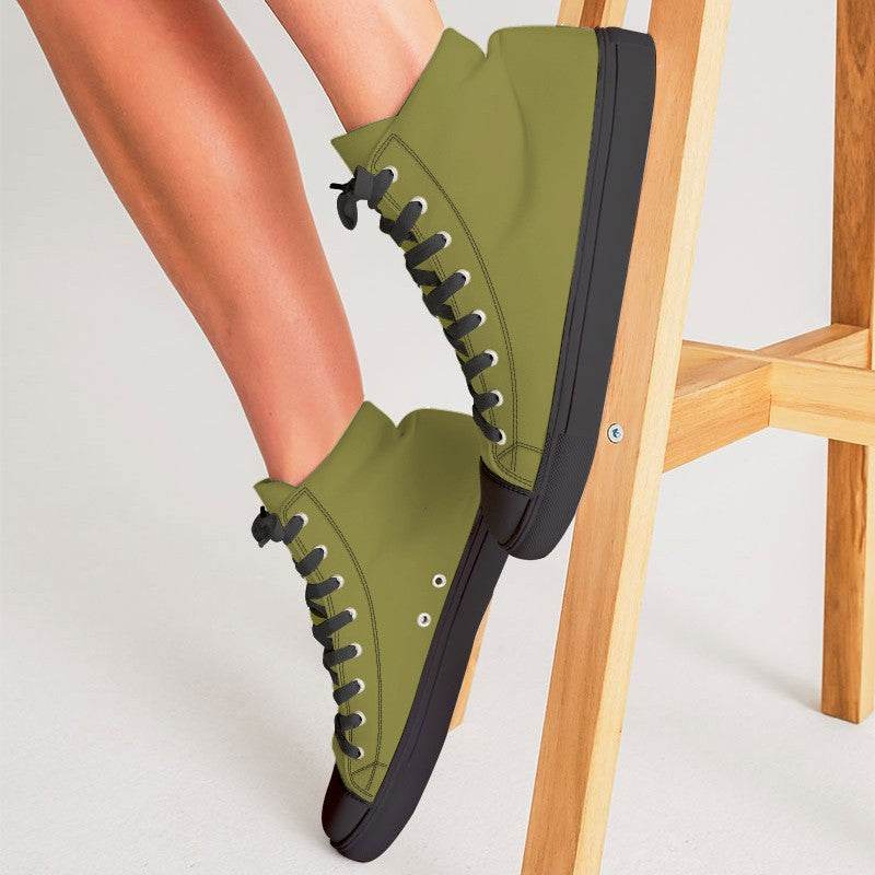 Dark Muted Yellow Women's High-Top Canvas Sneakers (LY2-MU-DA) - Woman CloseUp