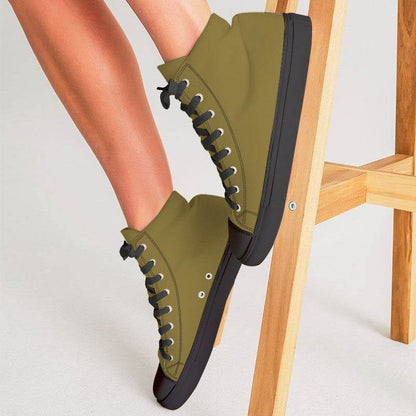 Dark Muted Yellow Women's High-Top Canvas Sneakers (Y-MU-DA) - Woman CloseUp