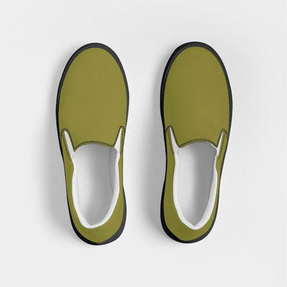 Dark Muted Yellow Women's Slip-On Canvas Sneakers (LY2-MU-DA) - Top