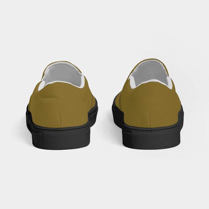 Dark Muted Yellow Women's Slip-On Canvas Sneakers (Y-MU-DA) - Back