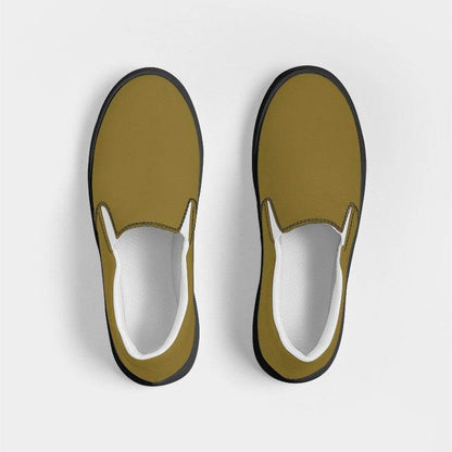 Dark Muted Yellow Women's Slip-On Canvas Sneakers (Y-MU-DA) - Top