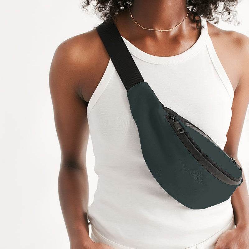 Dark Neutral Blue-Green Belt Bag (CBG2-NE-DA) - Woman Front CloseUp