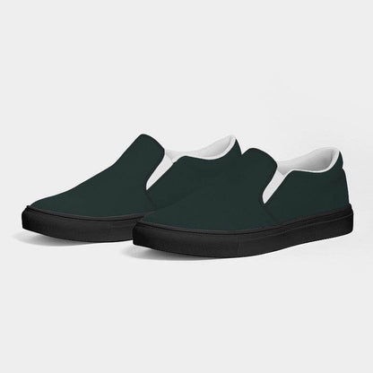 Dark Neutral Blue-Green Men's Slip-On Canvas Sneakers (CBG2-NE-DA) - Side 3