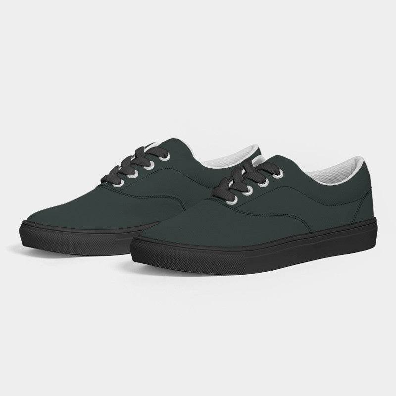 Dark Neutral Blue-Green Women's Canvas Sneakers (BG-NE-DA) - Side 3