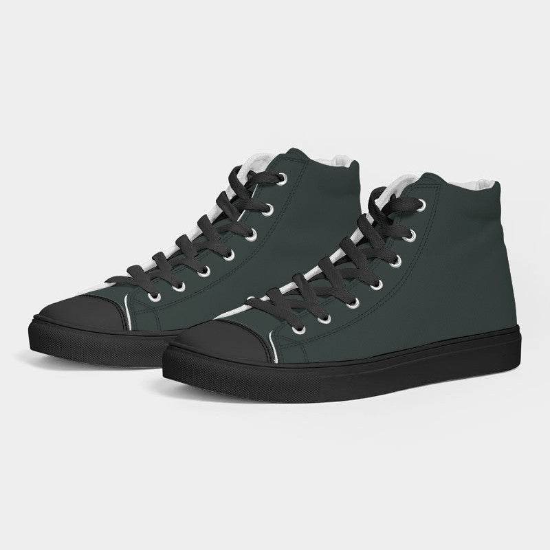 Dark Neutral Blue-Green Women's High-Top Canvas Sneakers (BG-NE-DA) - Side 3