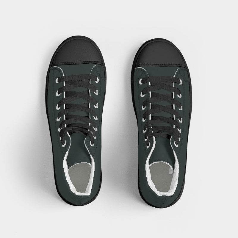 Dark Neutral Blue-Green Women's High-Top Canvas Sneakers (BG-NE-DA) - Top