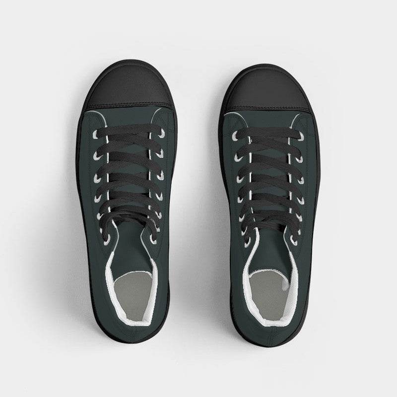 Dark Neutral Blue-Green Women's High-Top Canvas Sneakers (CBG2-NE-DA) - Top