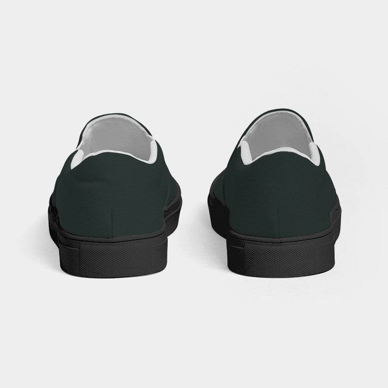 Dark Neutral Blue-Green Women's Slip-On Canvas Sneakers (BG-NE-DA) - Back