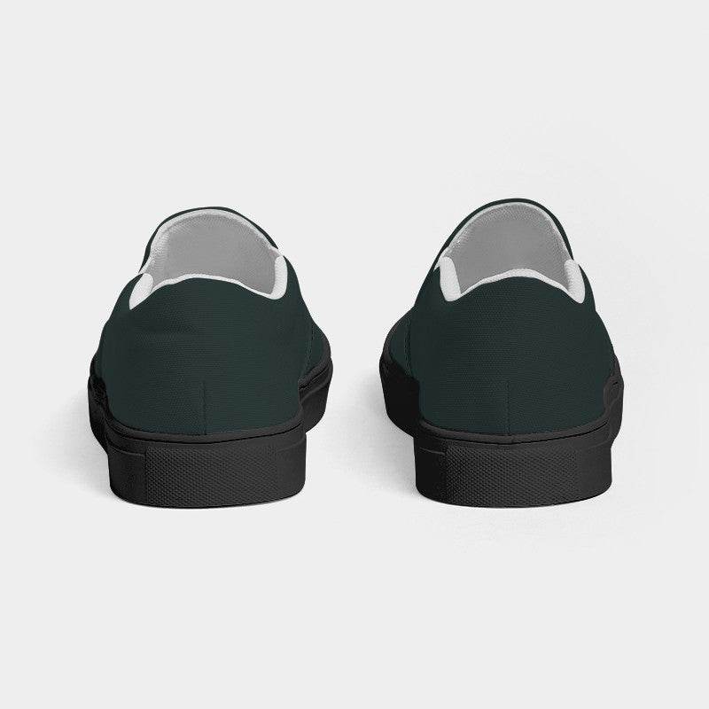 Dark Neutral Blue-Green Women's Slip-On Canvas Sneakers (CBG2-NE-DA) - Back