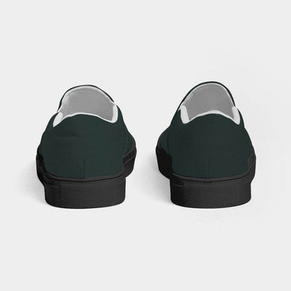 Dark Neutral Blue-Green Women's Slip-On Canvas Sneakers (CBG2-NE-DA) - Back