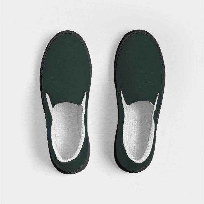 Dark Neutral Blue-Green Women's Slip-On Canvas Sneakers (CBG2-NE-DA) - Top