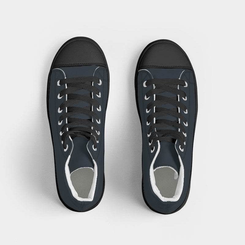 Dark Neutral Blue Women's High-Top Canvas Sneakers (B-NE-DA) - Top