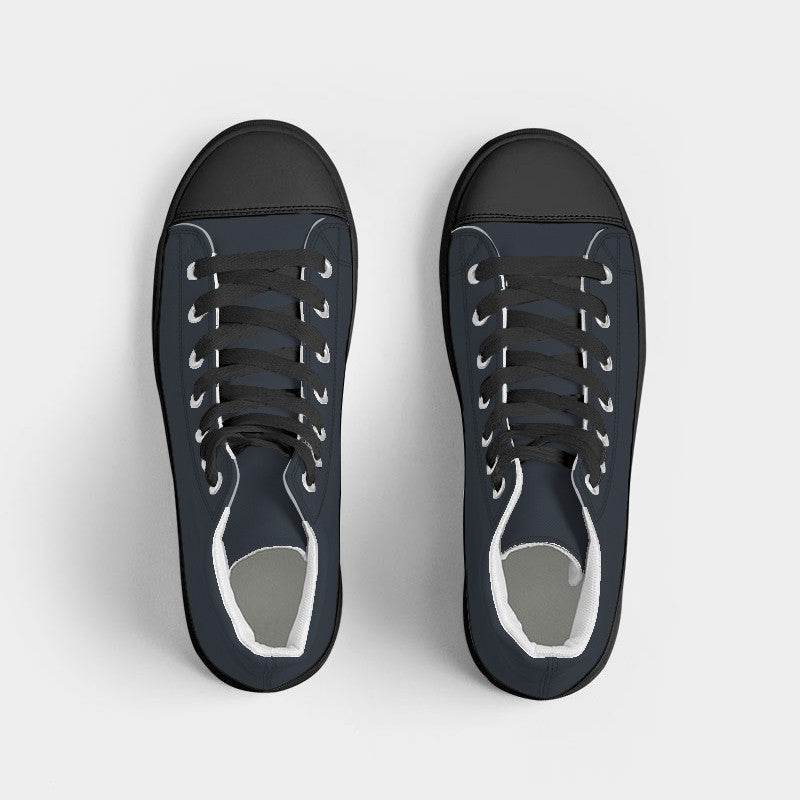 Dark Neutral Blue Women's High-Top Canvas Sneakers (IB2-NE-DA) - Top
