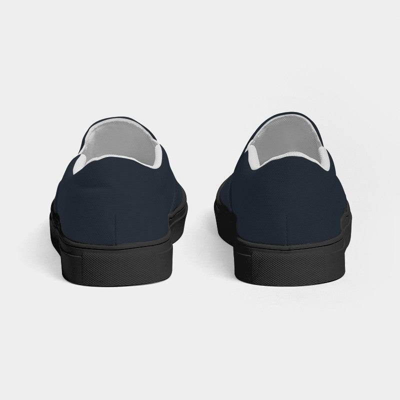 Dark Neutral Blue Women's Slip-On Canvas Sneakers (IB2-NE-DA) - Back