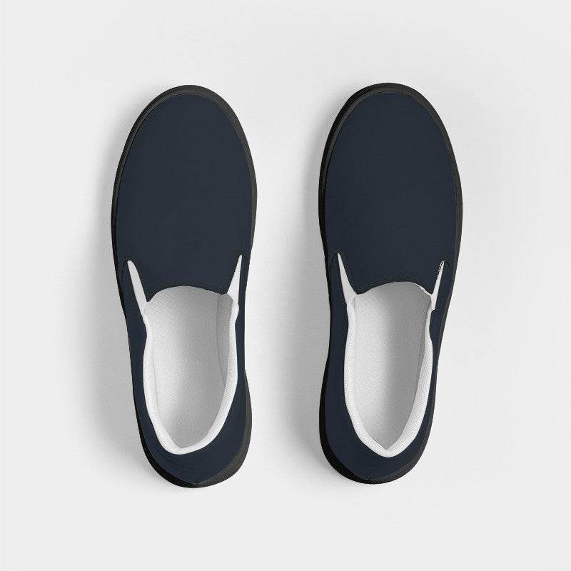 Dark Neutral Blue Women's Slip-On Canvas Sneakers (IB2-NE-DA) - Top