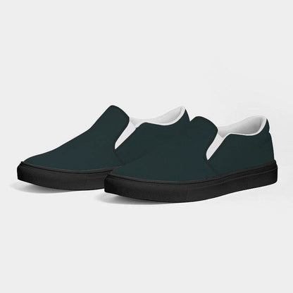 Dark Neutral Cyan Men's Slip-On Canvas Sneakers (C-NE-DA) - Side 3