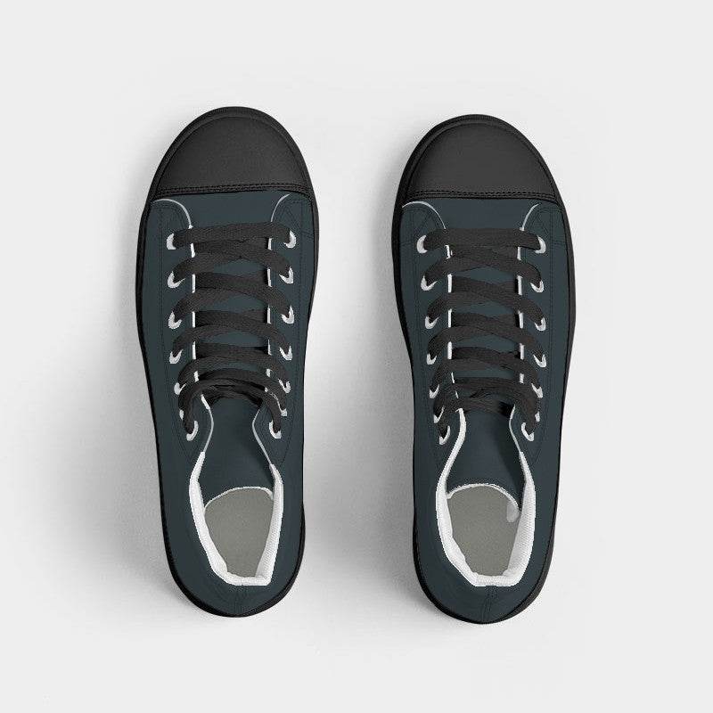 Dark Neutral Cyan Women's High-Top Canvas Sneakers (BC2-NE-DA) - Top