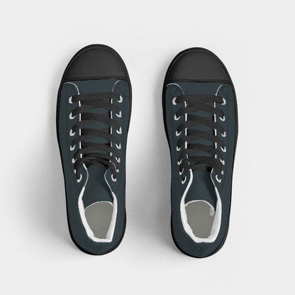 Dark Neutral Cyan Women's High-Top Canvas Sneakers (BC2-NE-DA) - Top