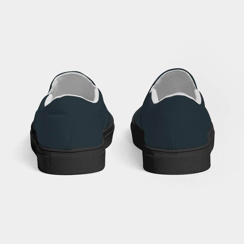 Dark Neutral Cyan Women's Slip-On Canvas Sneakers (BC2-NE-DA) - Back