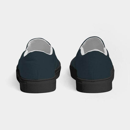 Dark Neutral Cyan Women's Slip-On Canvas Sneakers (BC2-NE-DA) - Back