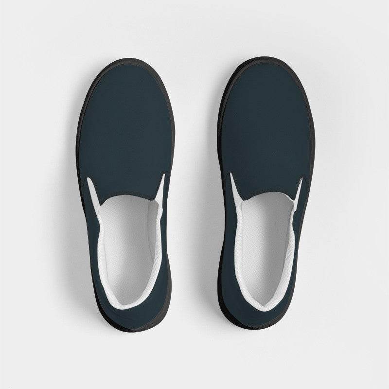 Dark Neutral Cyan Women's Slip-On Canvas Sneakers (BC2-NE-DA) - Top