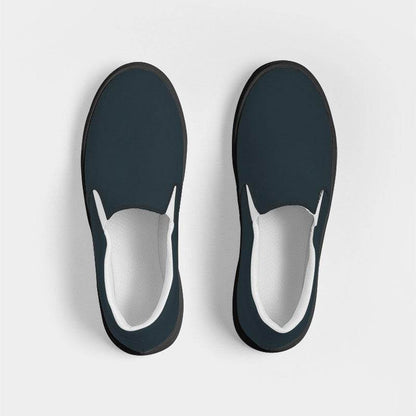 Dark Neutral Cyan Women's Slip-On Canvas Sneakers (BC2-NE-DA) - Top