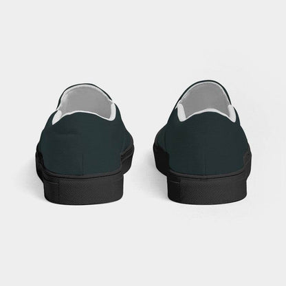 Dark Neutral Cyan Women's Slip-On Canvas Sneakers (C-NE-DA) - Back