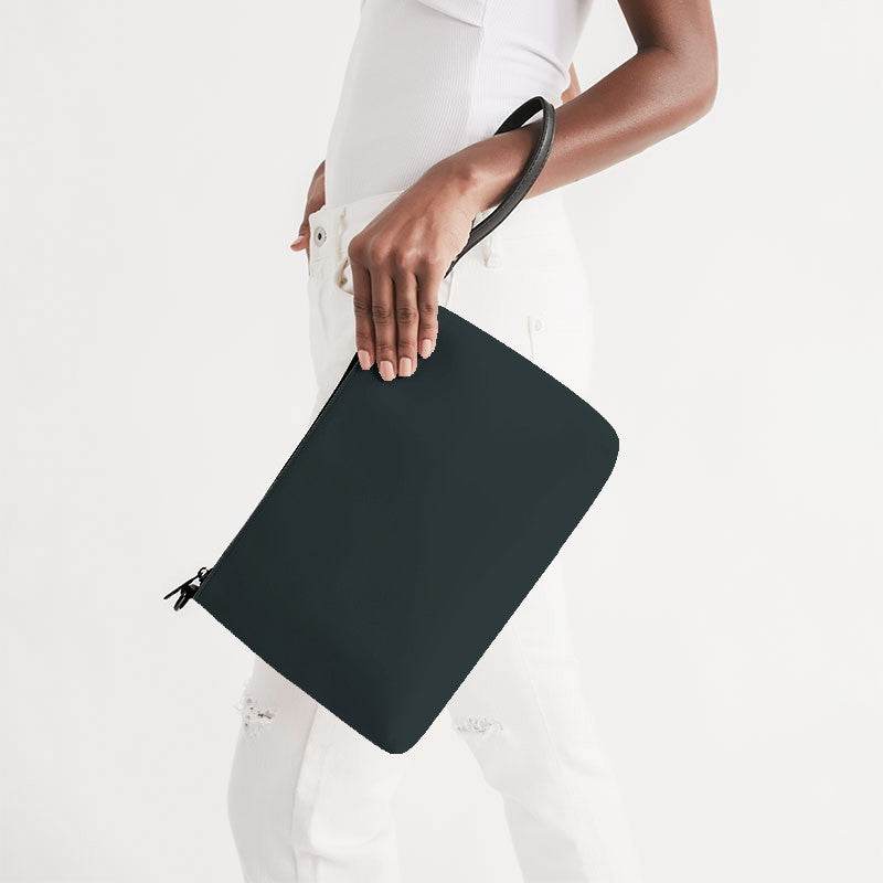 Dark Neutral Cyan Zip Pouch (C-NE-DA) - Side Holding