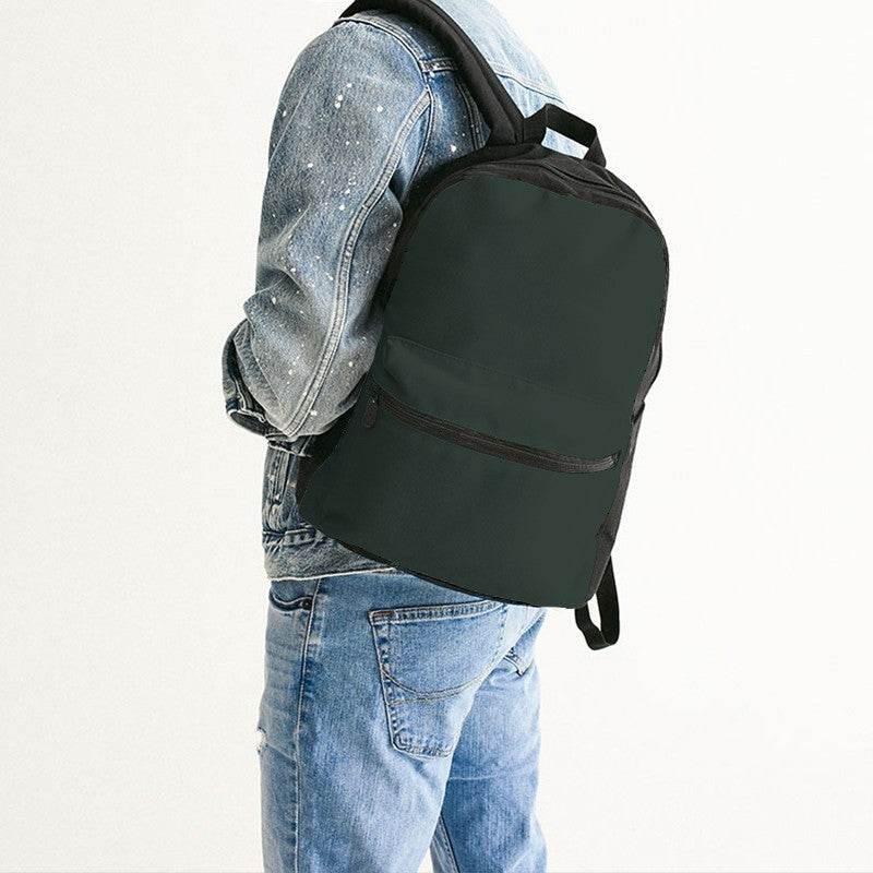 Dark Neutral Green Canvas Backpack (BGG2-NE-DA) - Man Back CloseUp