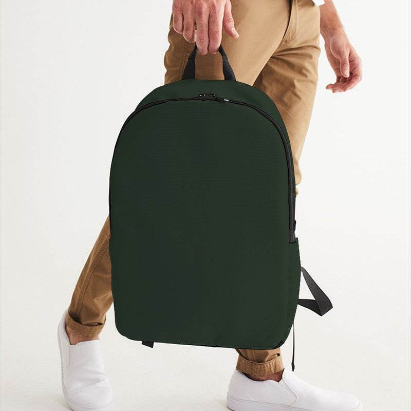Dark Neutral Green Waterproof Backpack (G-NE-DA) - Man Holding CloseUp
