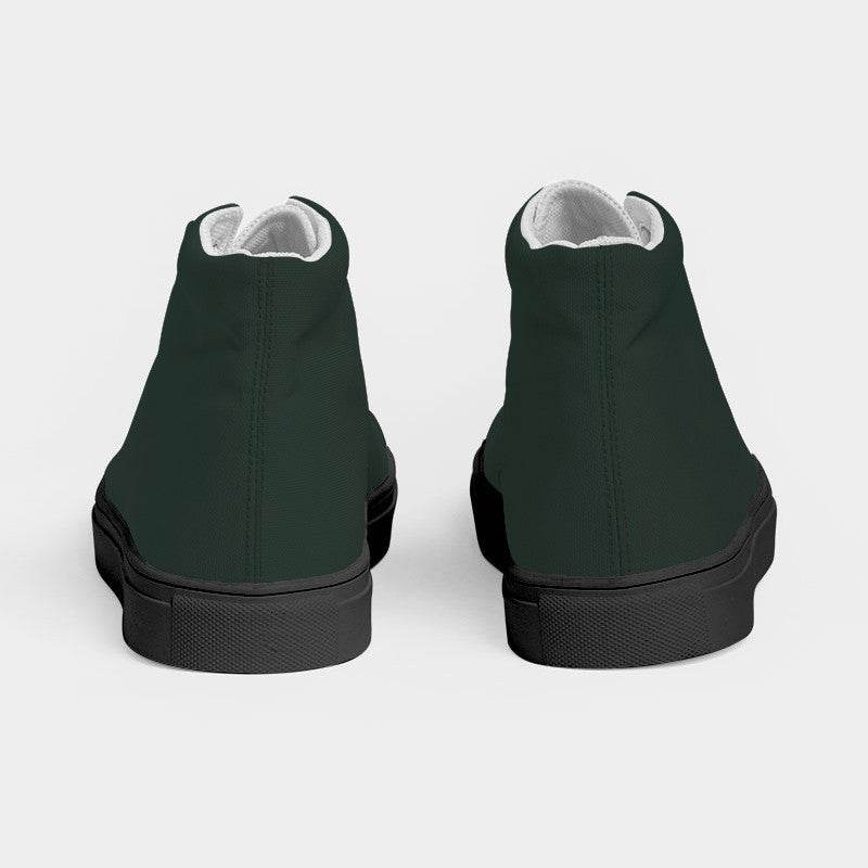 Dark Neutral Green Women's High-Top Canvas Sneakers (BGG2-NE-DA) - Back