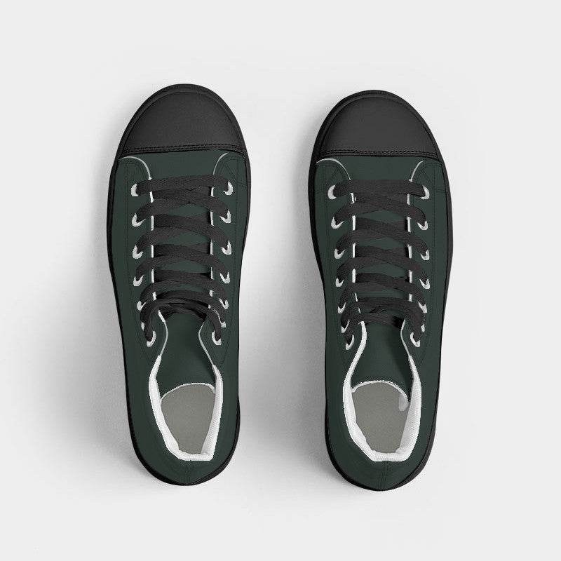Dark Neutral Green Women's High-Top Canvas Sneakers (BGG2-NE-DA) - Top