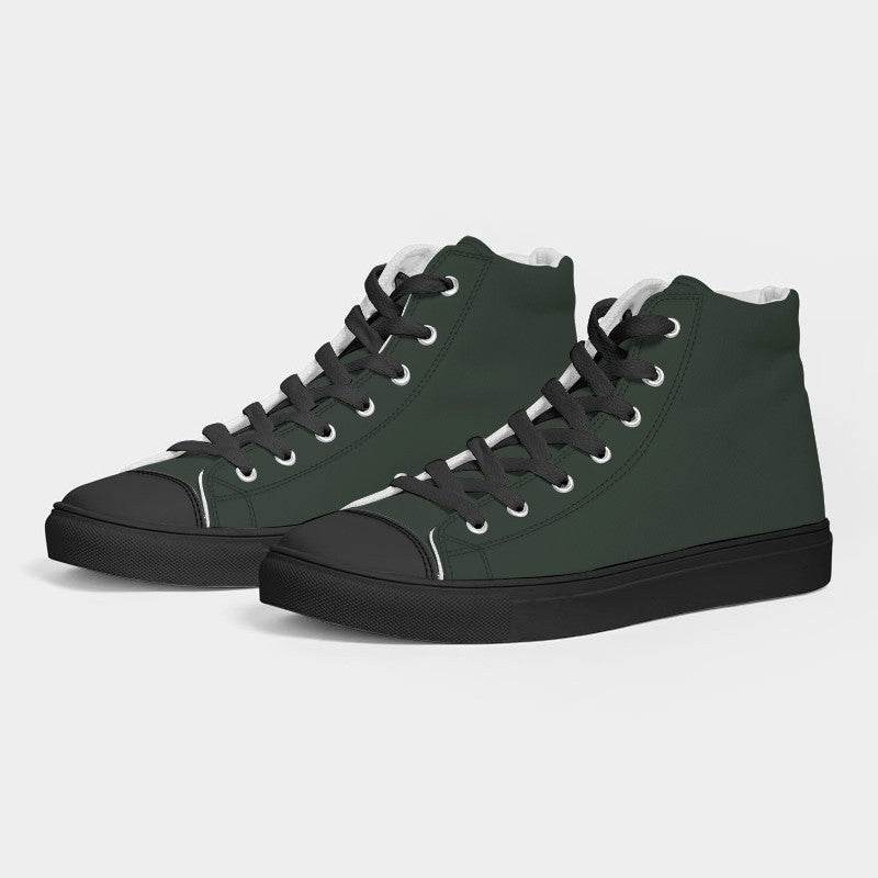 Dark Neutral Green Women's High-Top Canvas Sneakers (G-NE-DA) - Side 3