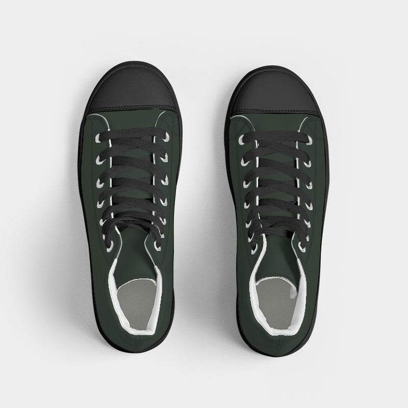Dark Neutral Green Women's High-Top Canvas Sneakers (G-NE-DA) - Top