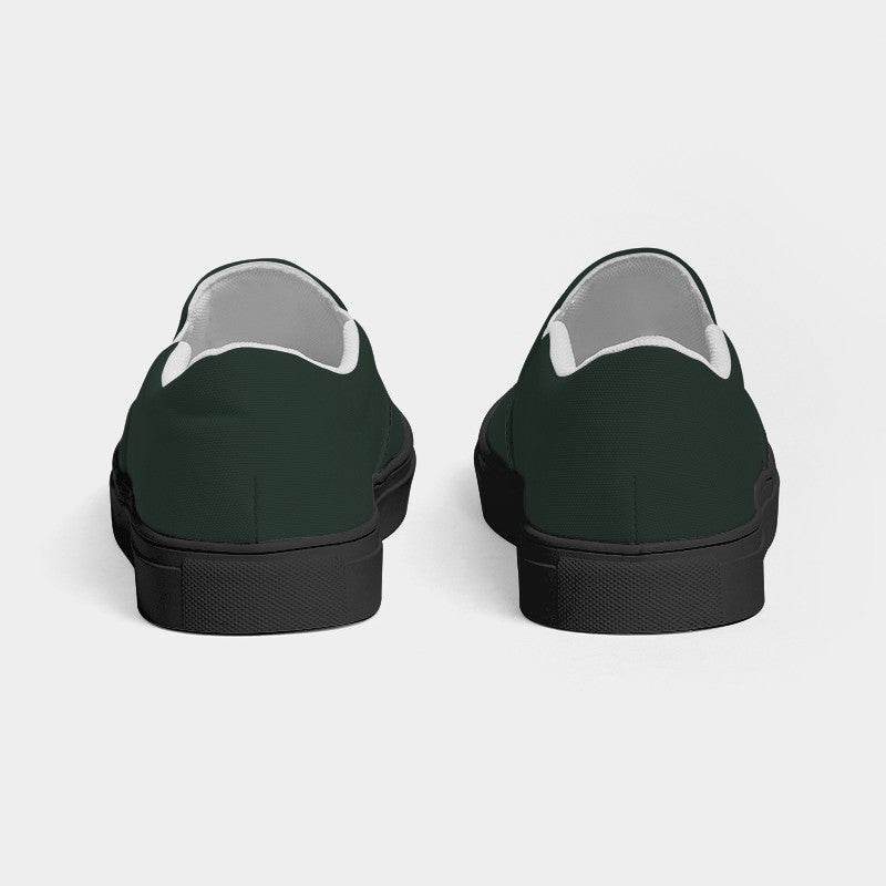 Dark Neutral Green Women's Slip-On Canvas Sneakers (BGG2-NE-DA) - Back