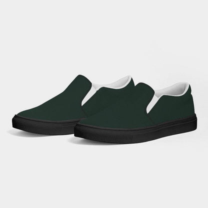 Dark Neutral Green Women's Slip-On Canvas Sneakers (BGG2-NE-DA) - Side 3