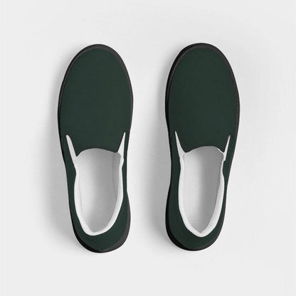 Dark Neutral Green Women's Slip-On Canvas Sneakers (BGG2-NE-DA) - Top