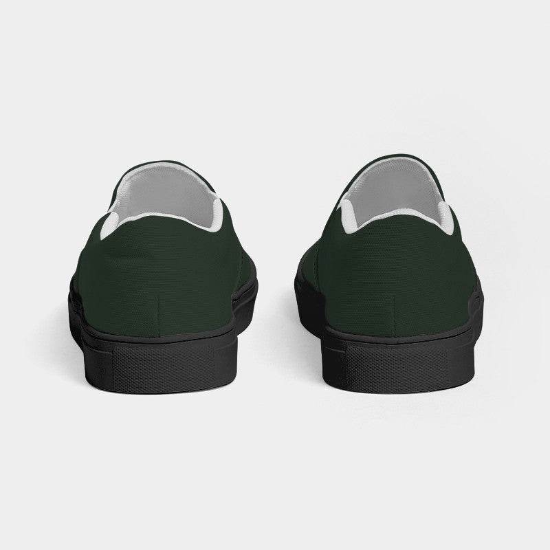 Dark Neutral Green Women's Slip-On Canvas Sneakers (G-NE-DA) - Back