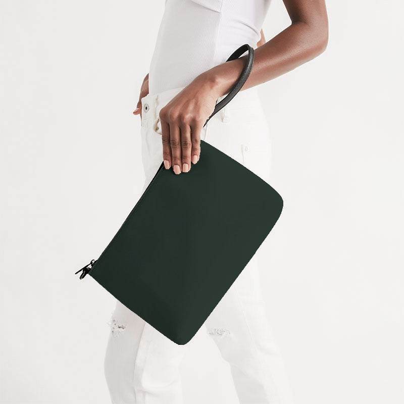Dark Neutral Green Zip Pouch (BGG2-NE-DA) - Side Holding