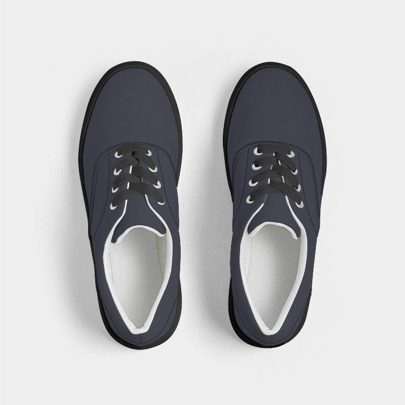 Dark Neutral Indigo Men's Canvas Sneakers (PUI2-NE-DA) - Top