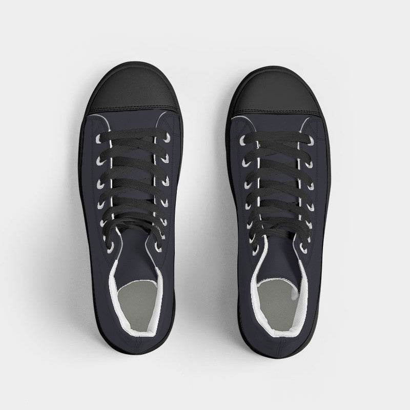 Dark Neutral Indigo Women's High-Top Canvas Sneakers (PUI2-NE-DA) - Top