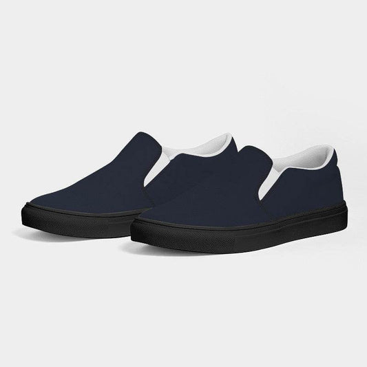 Dark Neutral Indigo Women's Slip-On Canvas Sneakers (I-NE-DA) - Side 3