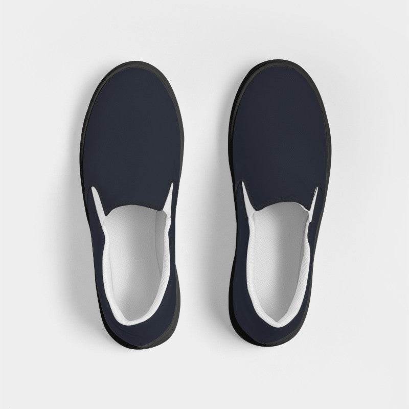 Dark Neutral Indigo Women's Slip-On Canvas Sneakers (I-NE-DA) - Top