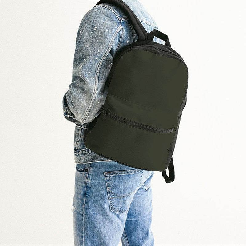 Dark Neutral Lime Canvas Backpack (L-NE-DA) - Man Back CloseUp