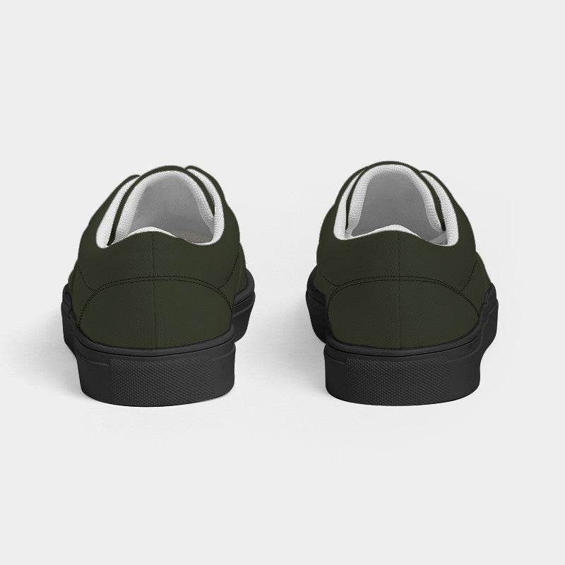 Dark Neutral Lime Men's Canvas Sneakers (L-NE-DA) - Back