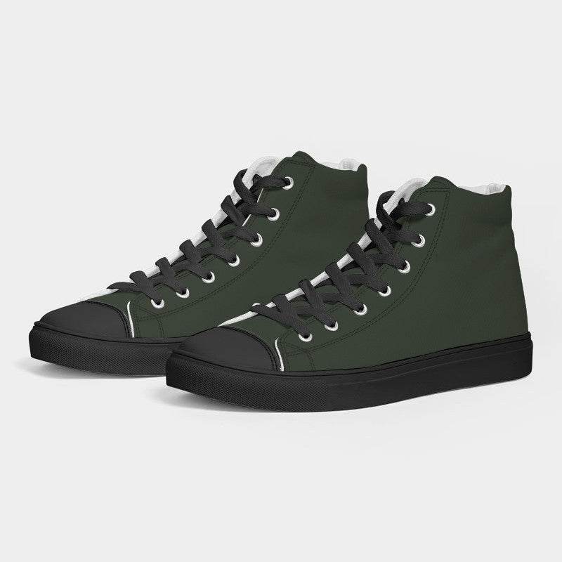 Dark Neutral Lime Men's High-Top Canvas Sneakers (GL2-NE-DA) - Side 3