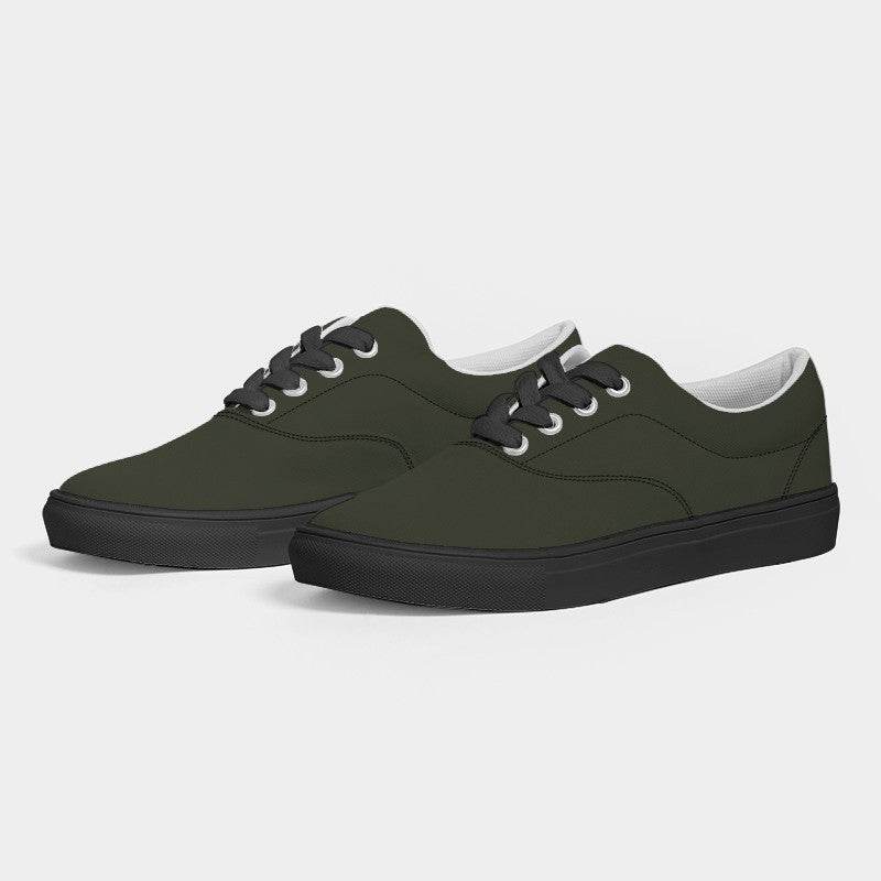 Dark Neutral Lime Women's Canvas Sneakers (L-NE-DA) - Side 3